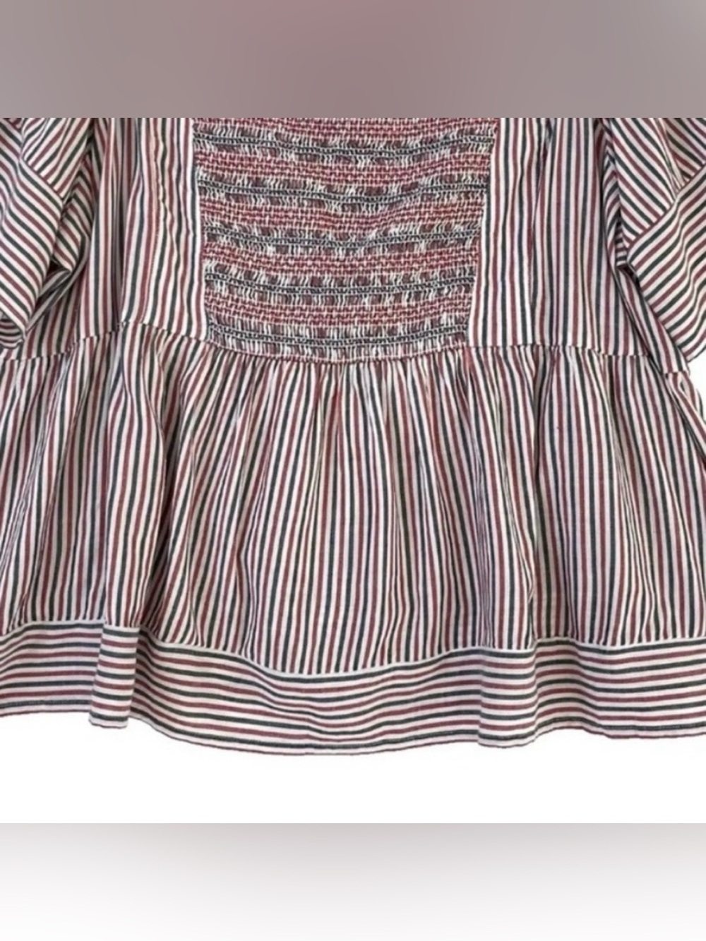 Old Navy Womens Top XXL Red White Blue Flutter Sleeve Smocked Boho Patriotic NWT - Picture 5 of 12